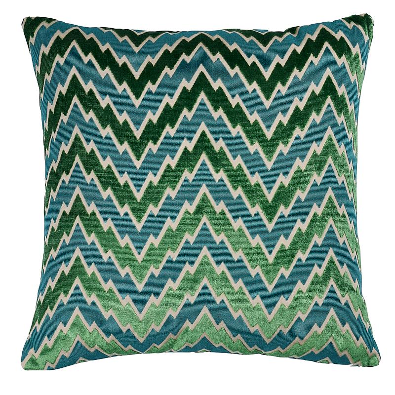 Schumacher Emerald 18" x 18" Florentine Chevron Pillow
