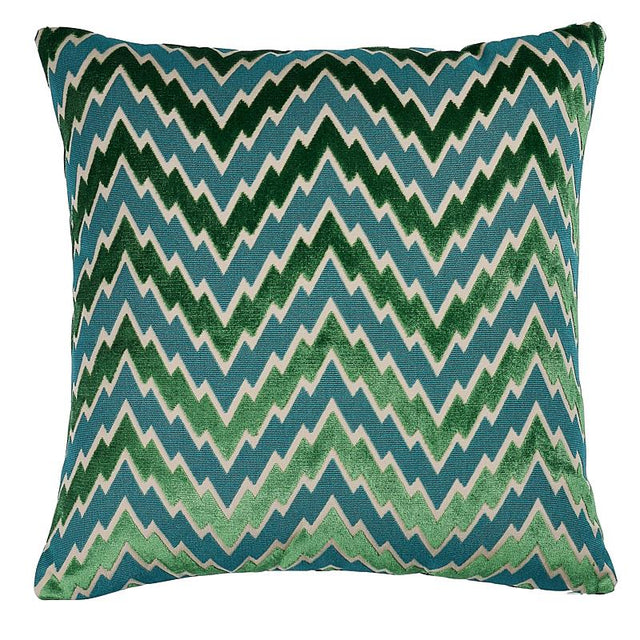 Schumacher Emerald 18" x 18" Florentine Chevron Pillow