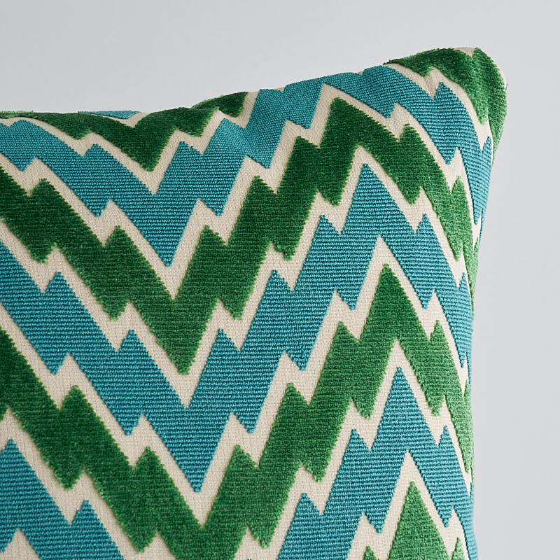 Schumacher Emerald 20" x 20" Florentine Chevron Pillow