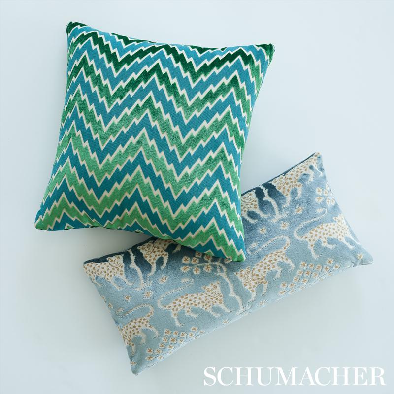 Schumacher Florentine Chevron Emerald 20" x 20" Pillow