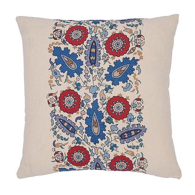 Schumacher Red & Blue 20" x 20" Anatolia Embroidery Pillow