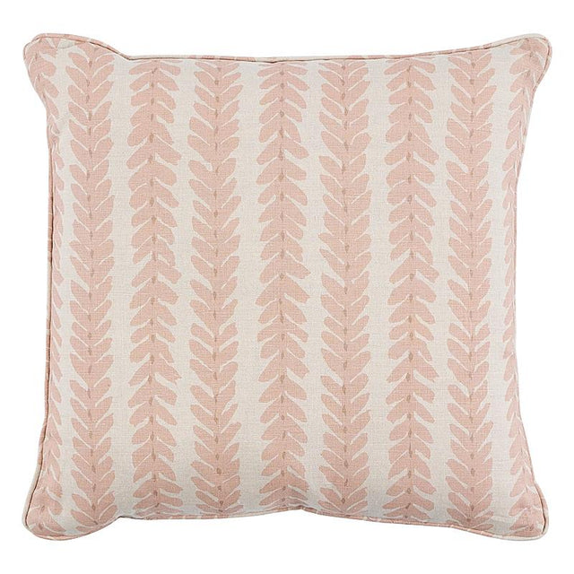 Schumacher Pink & Natural 20" x 20" Woodperry Pillow