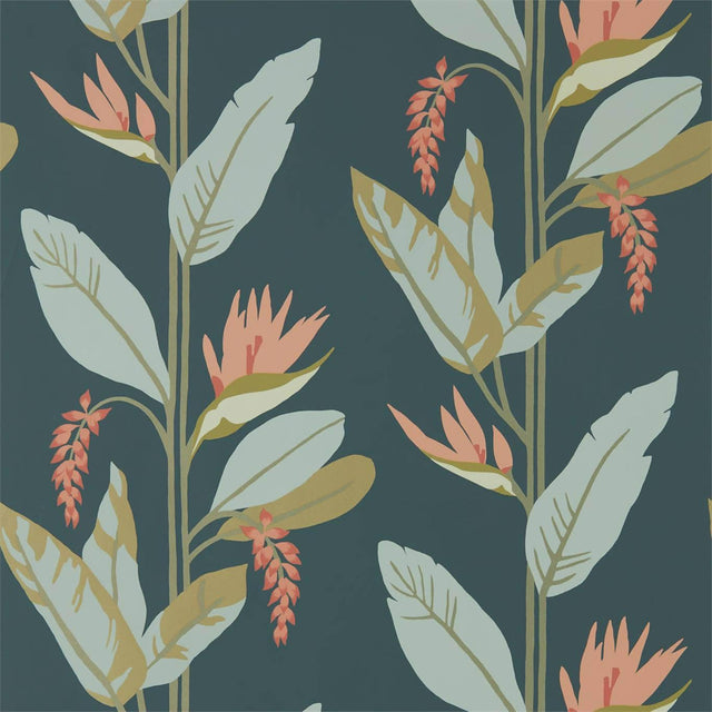 Harlequin Llenya Ink/Coral/Seaglass Wallpaper