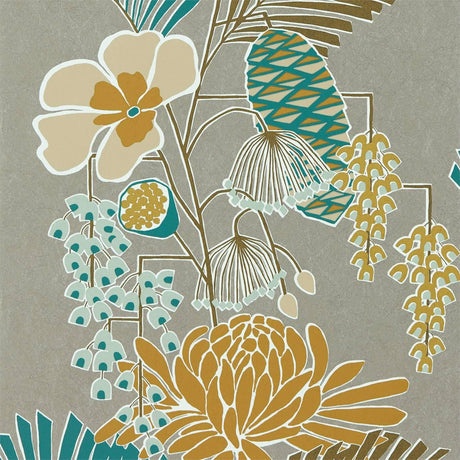 Harlequin Salon Platinum/Peacock/Seafoam Wallpaper