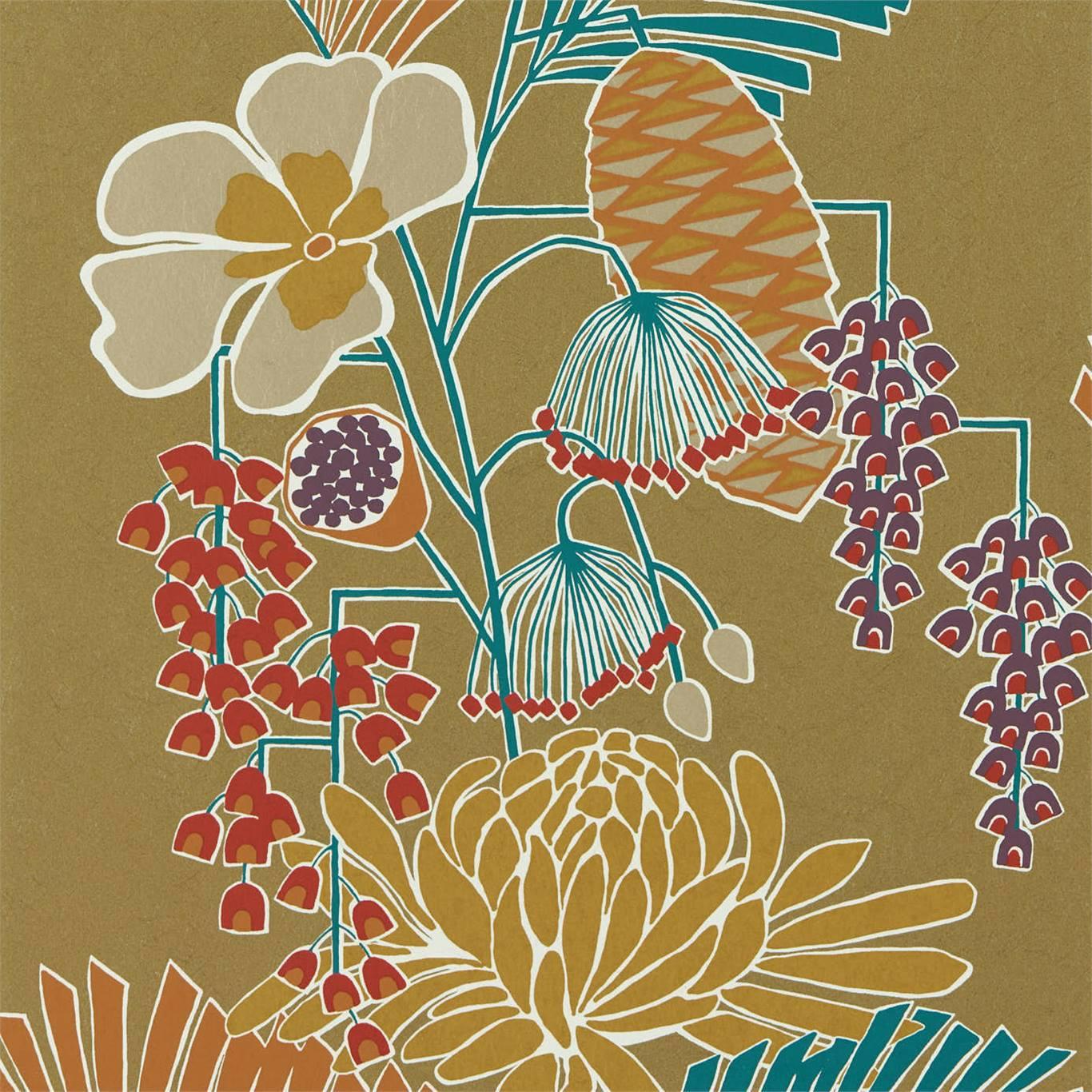 Harlequin Salon Gold/Russett/Atlantic Wallpaper