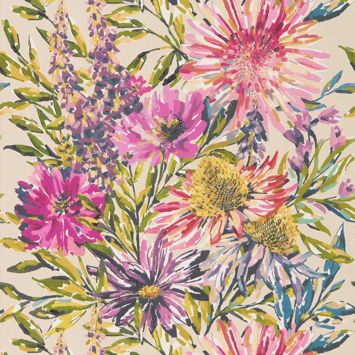 Harlequin Floreale Tangerine/Fuchsia Wallpaper