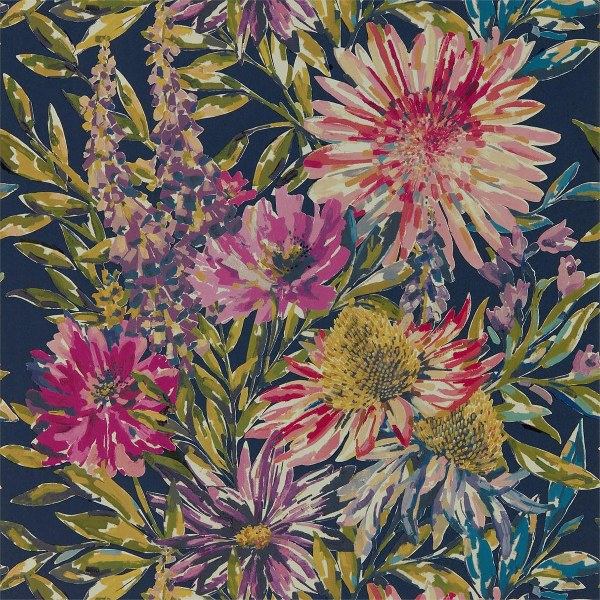 Harlequin Floreale Heather/Navy Wallpaper