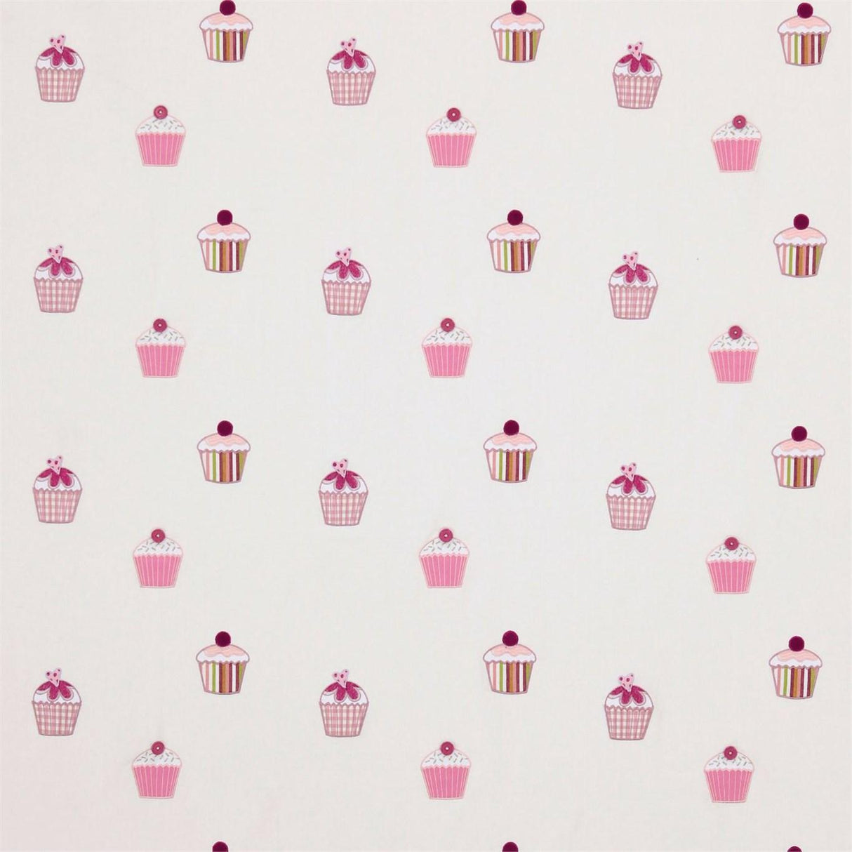 Harlequin Cupcakes Pink on Cream Fabric