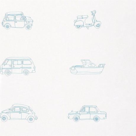 Harlequin Go Go Retro Aqua and White Wallpaper