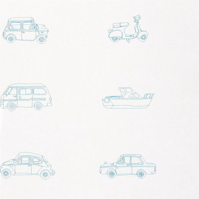 Harlequin Go Go Retro Aqua and White Wallpaper