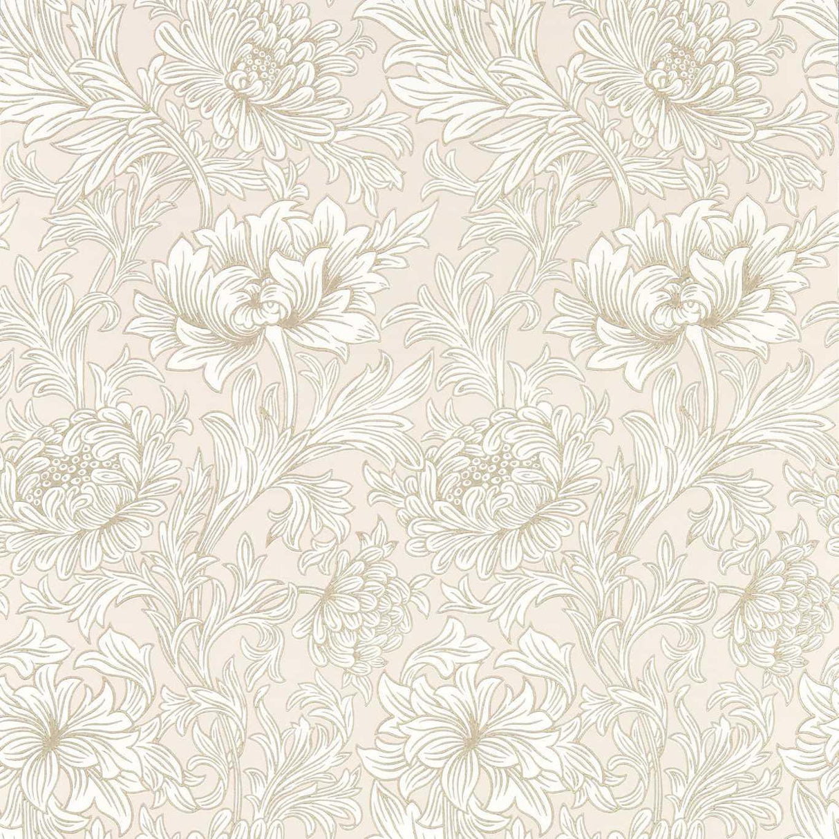 Morris & Co Chrysanthemum Toile Cochineal Pink Wallpaper