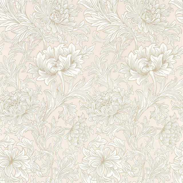 Morris & Co Chrysanthemum Toile Cochineal Pink Wallpaper