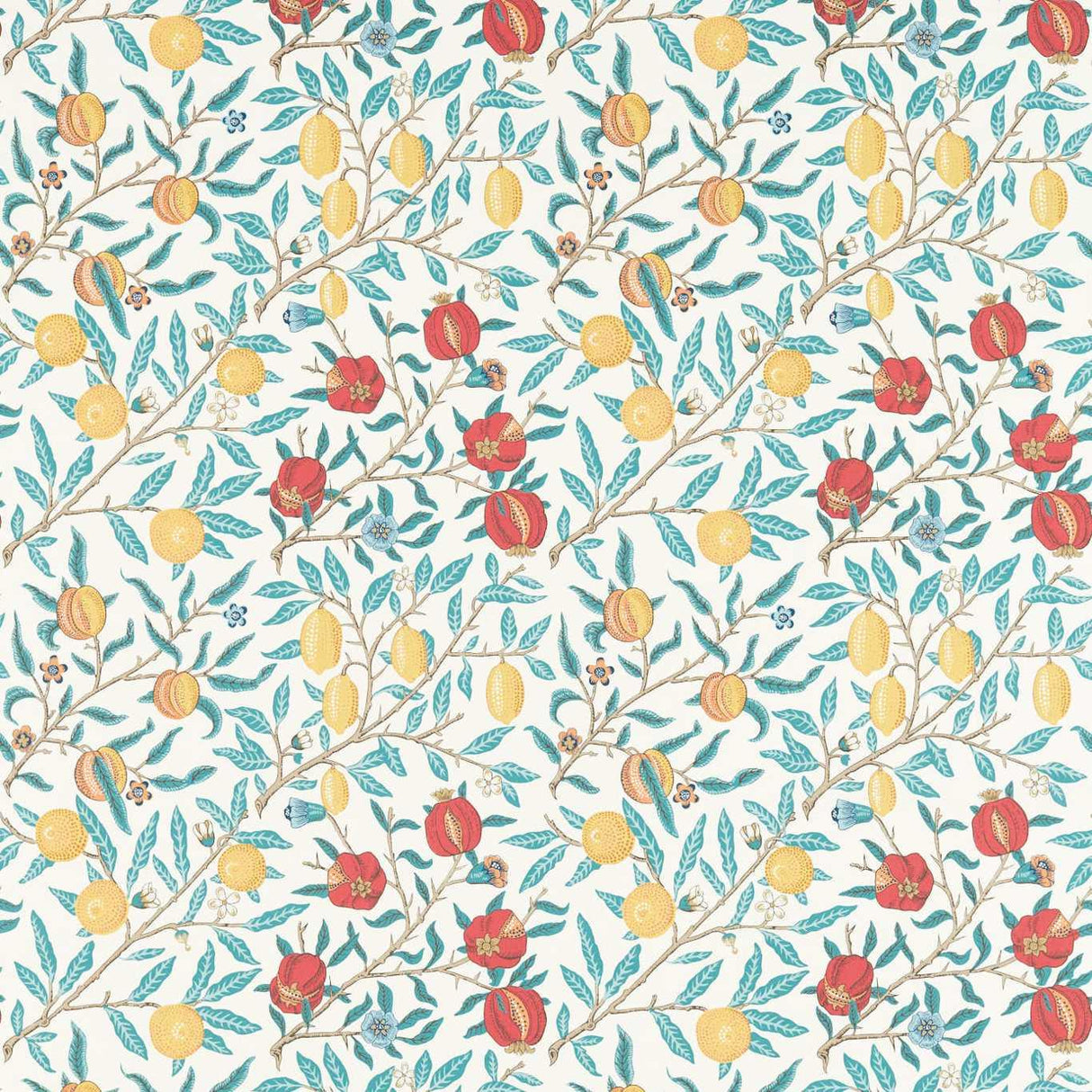 Morris & Co Fruit Green Indigo/Madder Fabric