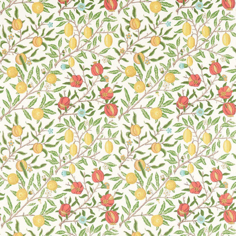 Morris & Co Fruit Leaf Green/Madder Fabric