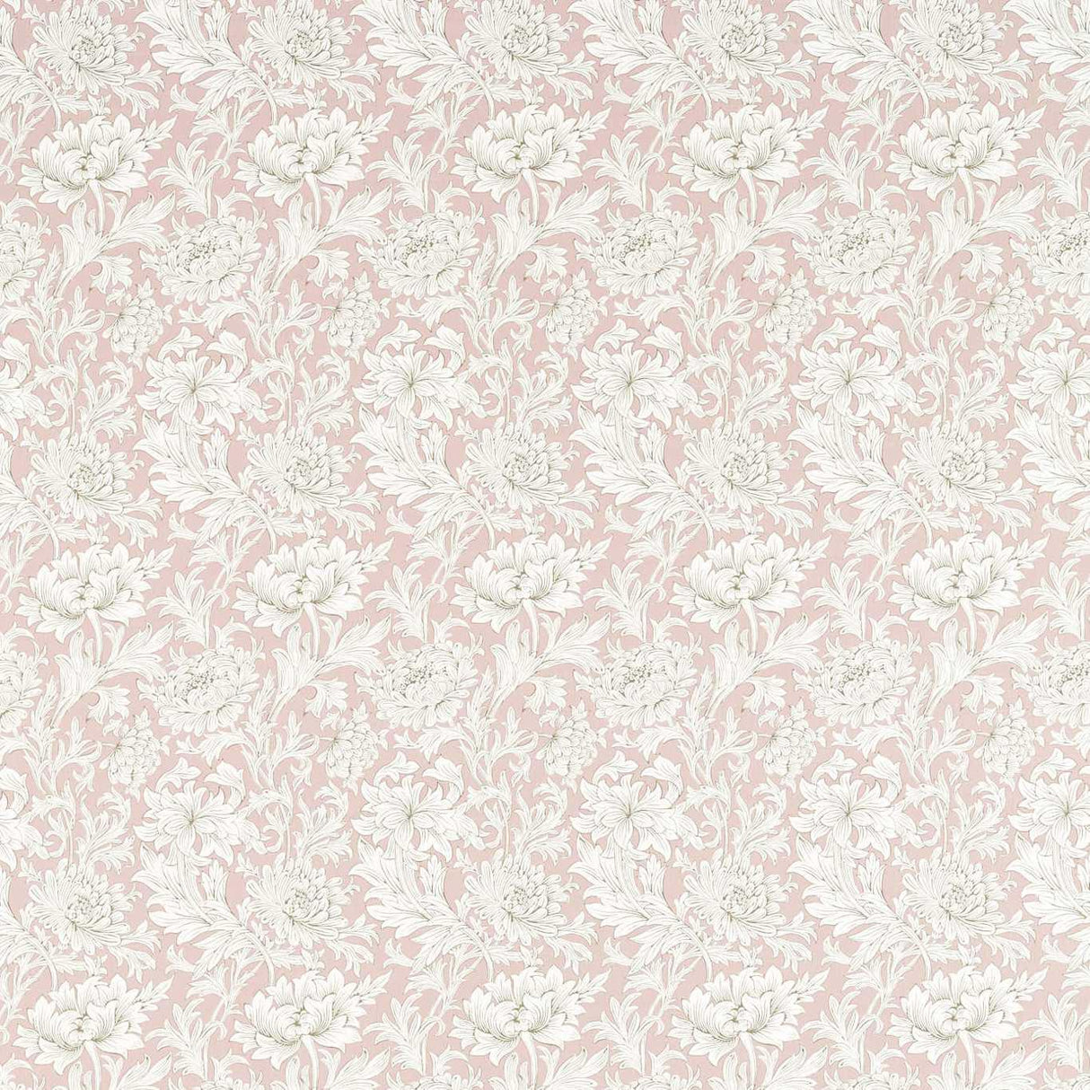 Morris & Co Chrysanthemum Toile Cochineal Pink Fabric