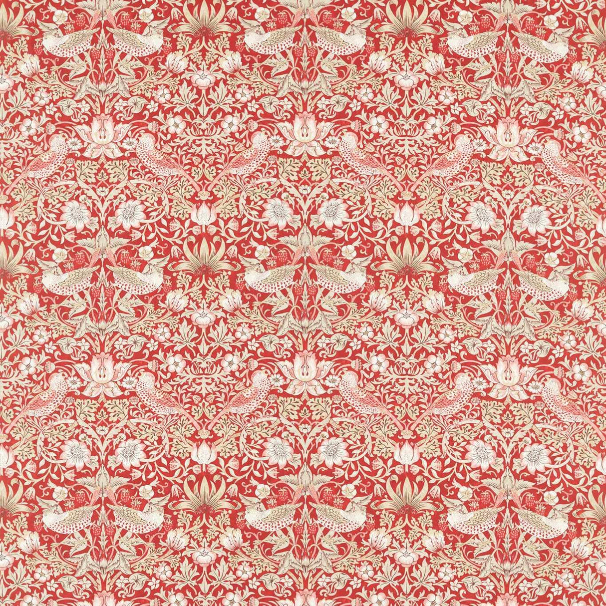 Morris & Co Strawberry Thief Indian Red Fabric