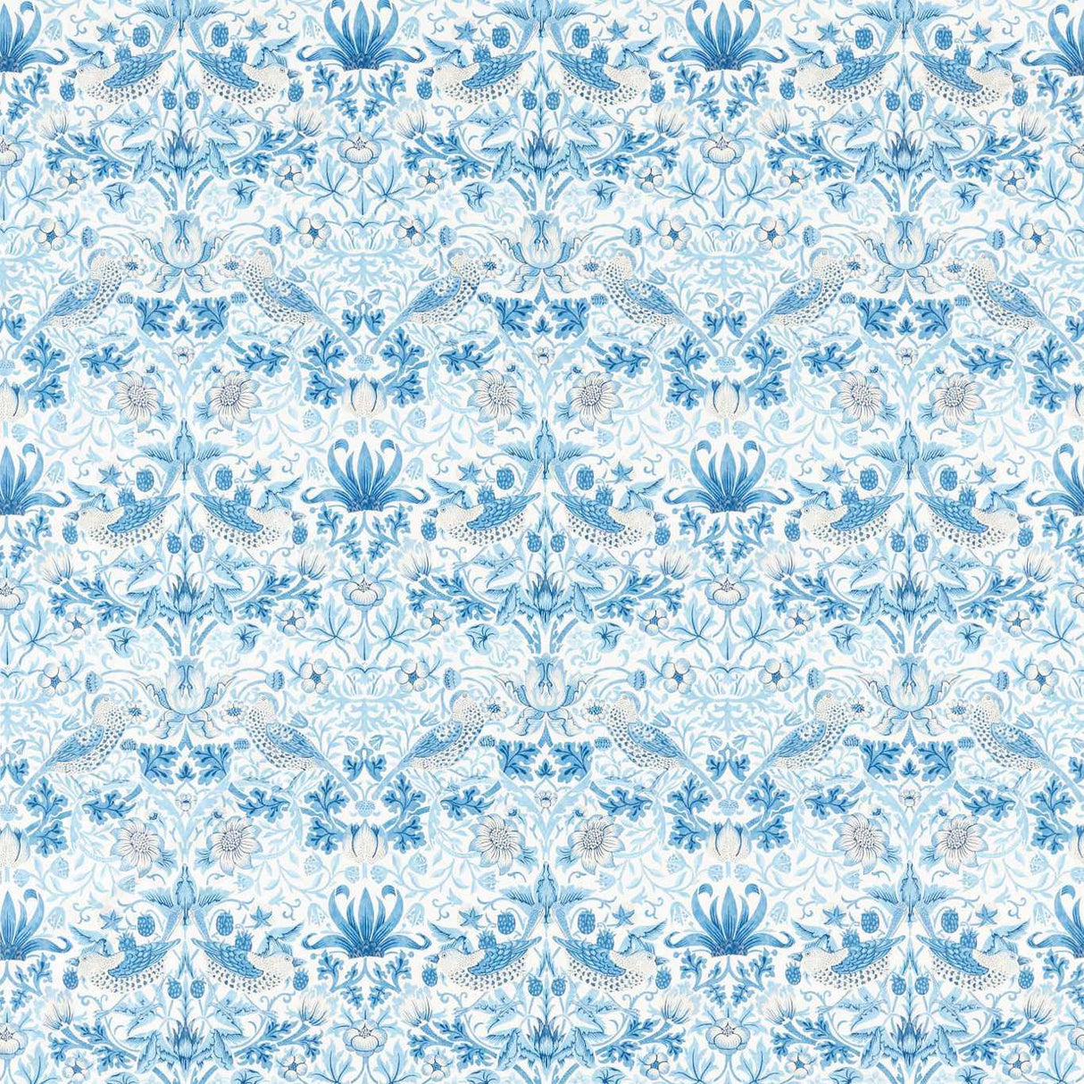 Morris & Co Strawberry Thief Woad Fabric