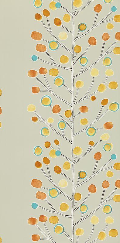 Scion Berry Tree Orange/Lemon/Powder Blue Wallpaper