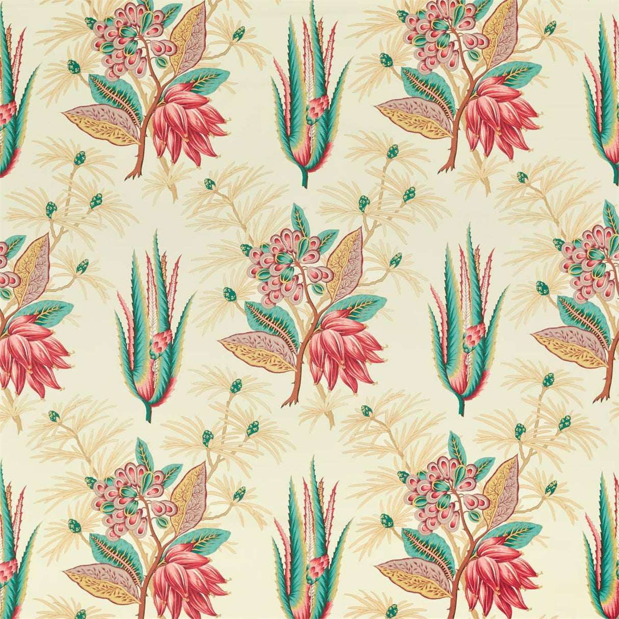 Zoffany Desert Flower II Crimson/Teal Fabric
