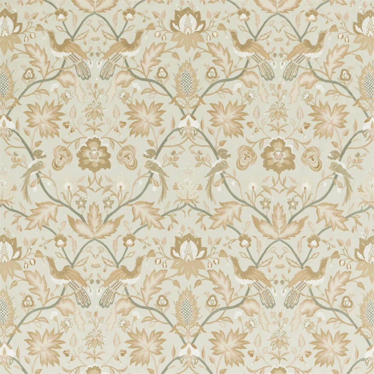 Zoffany Oiseaux de Paradis Embroidery Mineral Fabric