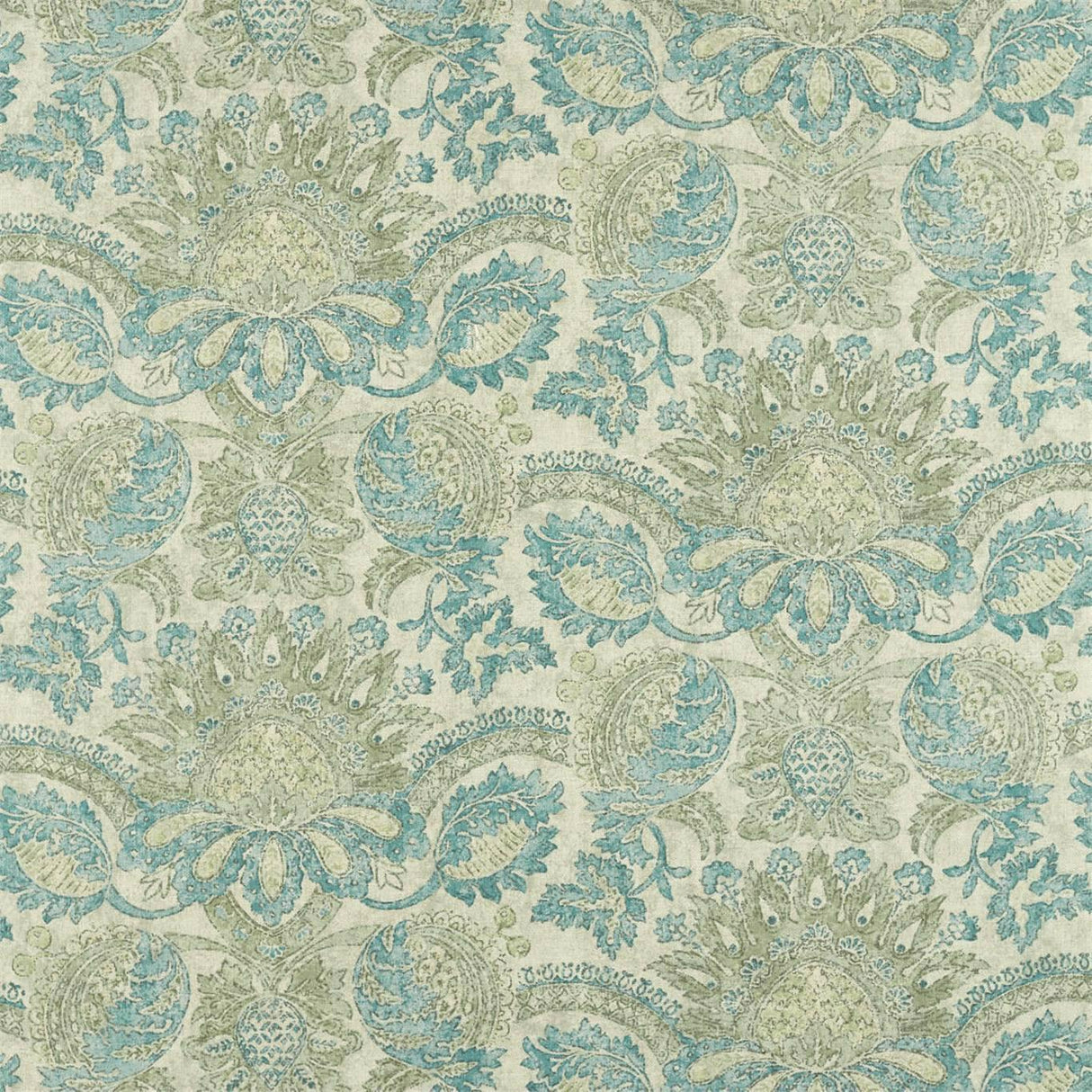 Zoffany Pomegranate Print Dufour/Green Stone Fabric