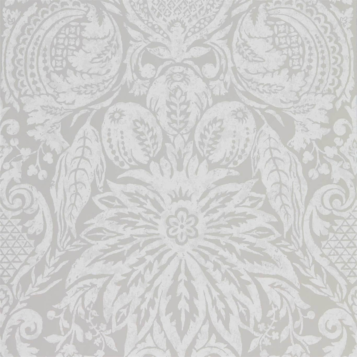 Zoffany Mitford Damask Platinum Grey Wallpaper