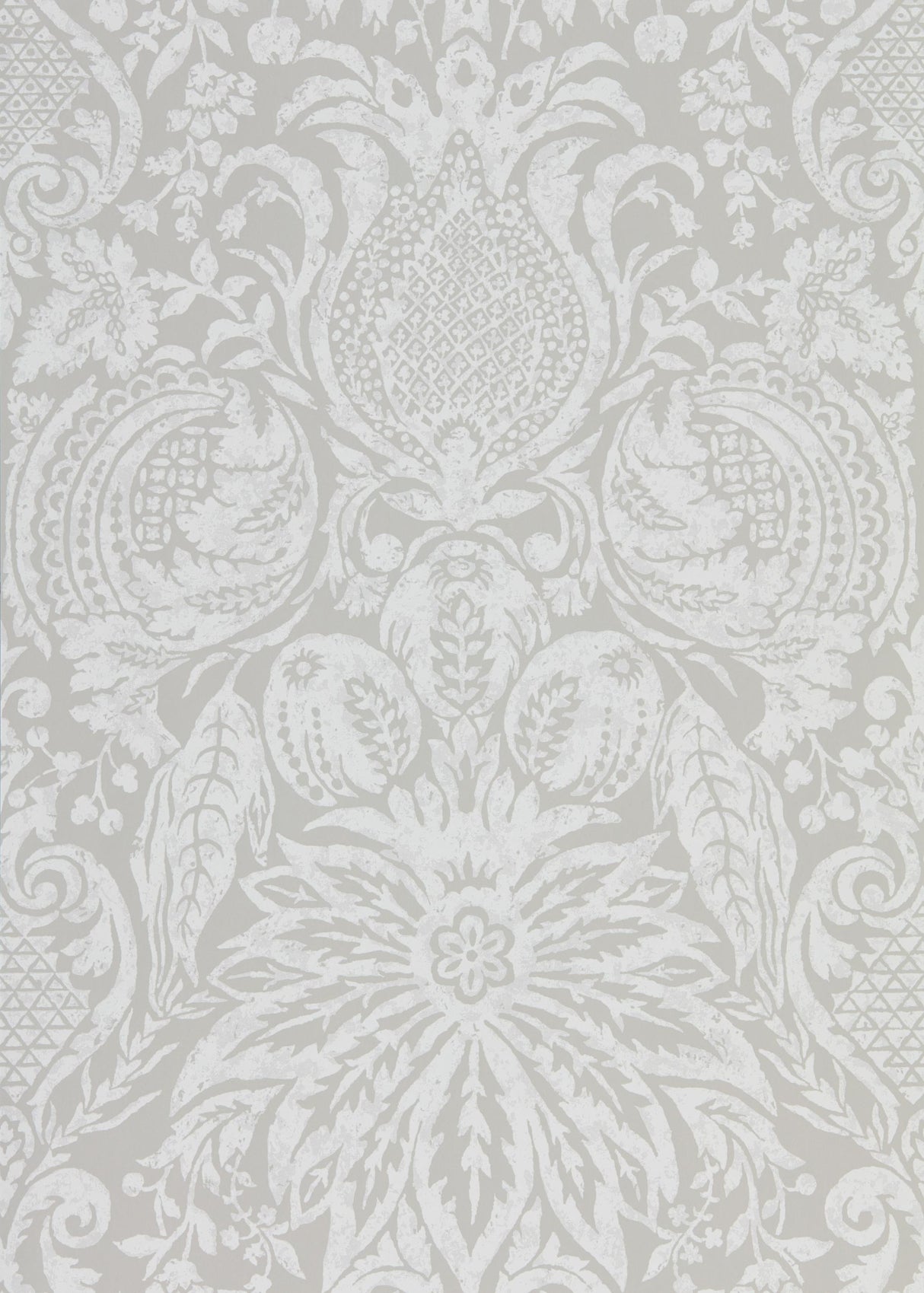 Zoffany Mitford Damask Platinum Grey Wallpaper