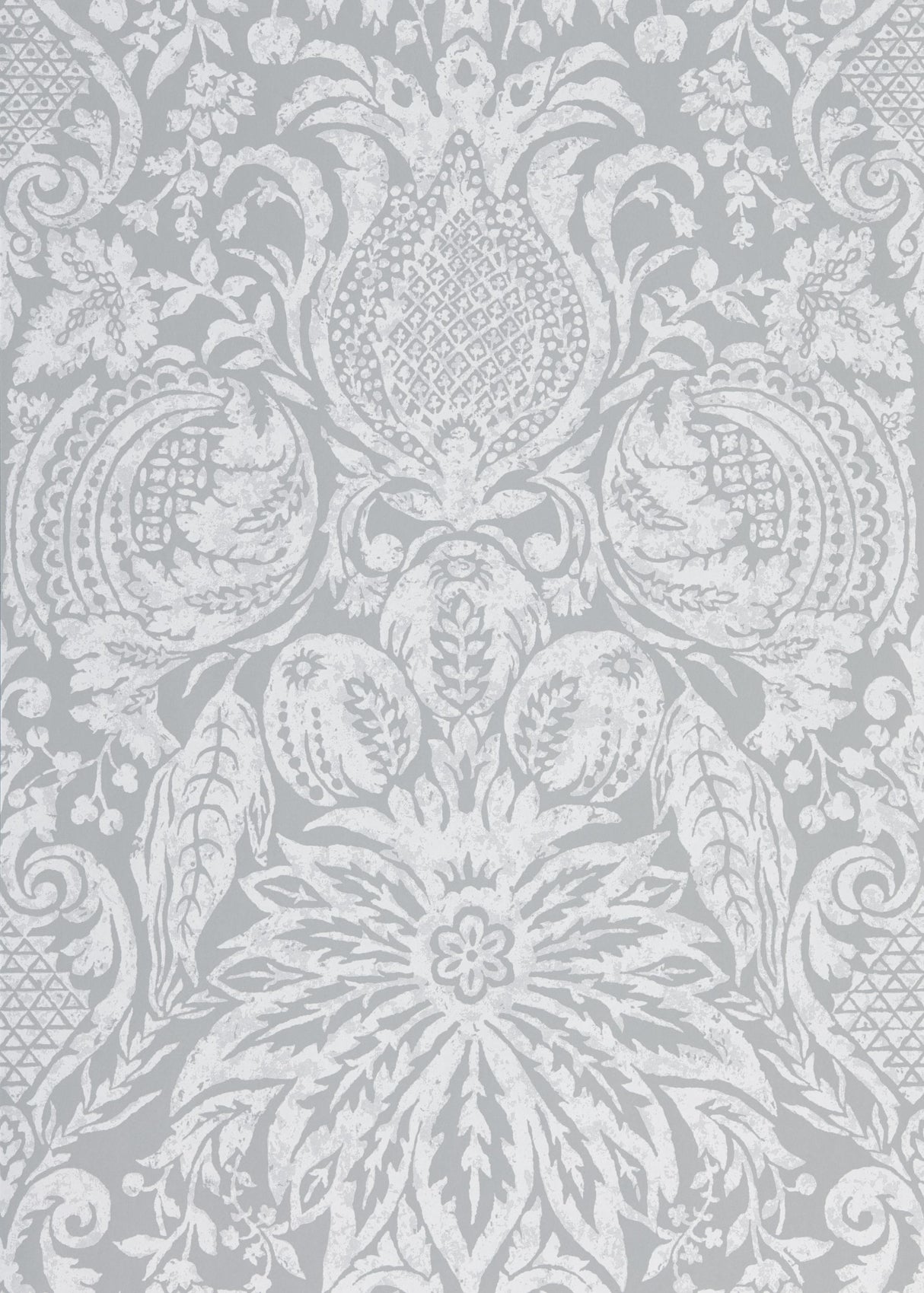 Zoffany Mitford Damask Empire Grey Wallpaper