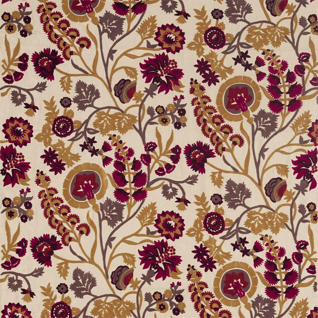 Zoffany Hardwick Crewel Antique Gold/Cinnabar Fabric