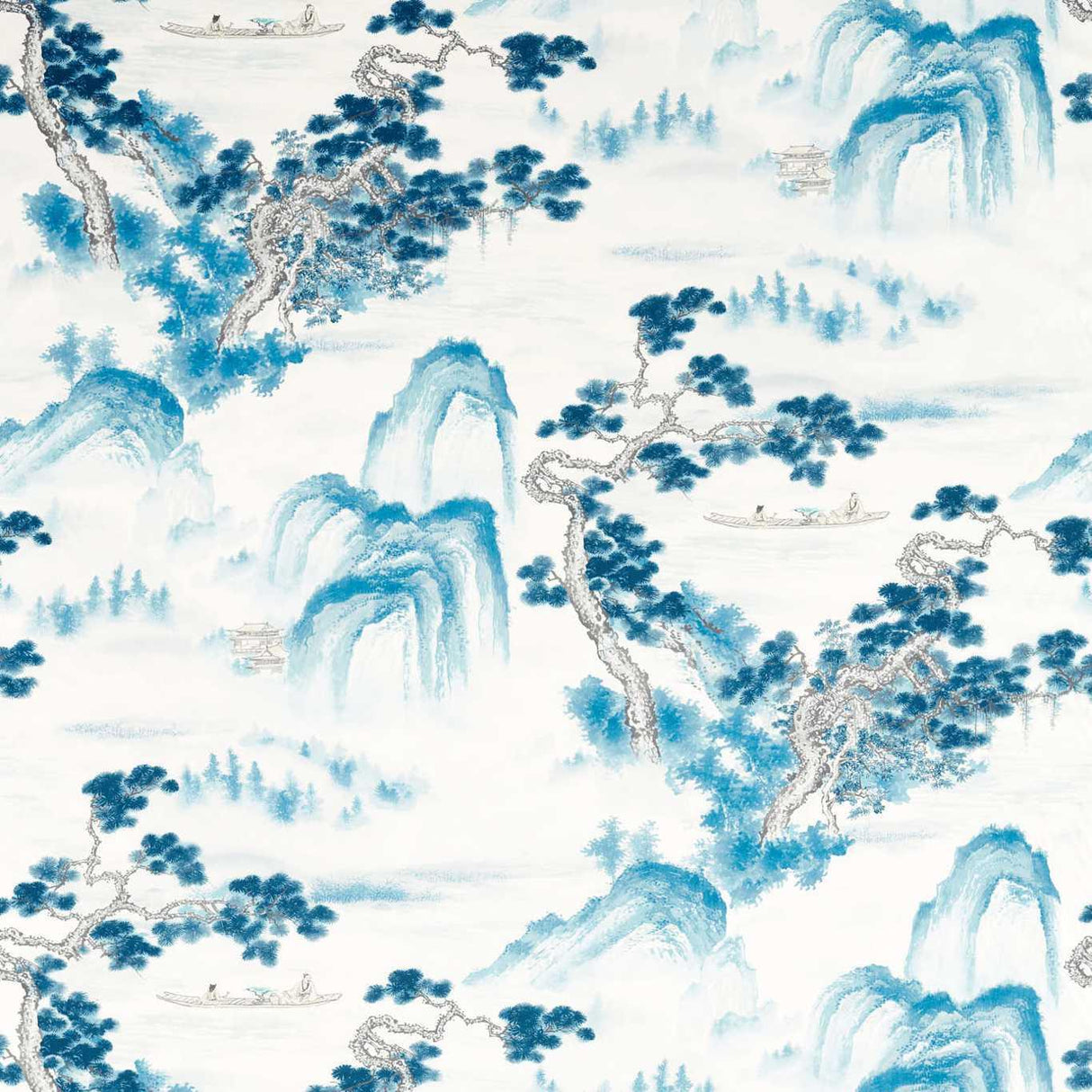 Zoffany Floating Mountains Indigo Fabric