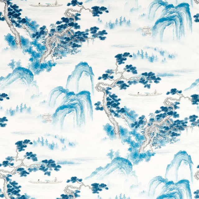 Zoffany Floating Mountains Indigo Fabric
