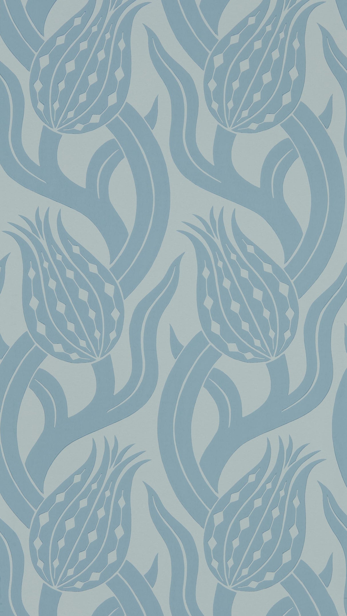 Zoffany Persian Tulip Blue Stone Wallpaper