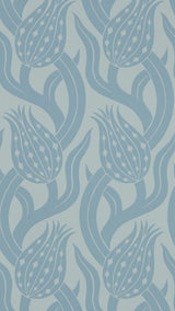 Zoffany Persian Tulip Blue Stone Wallpaper