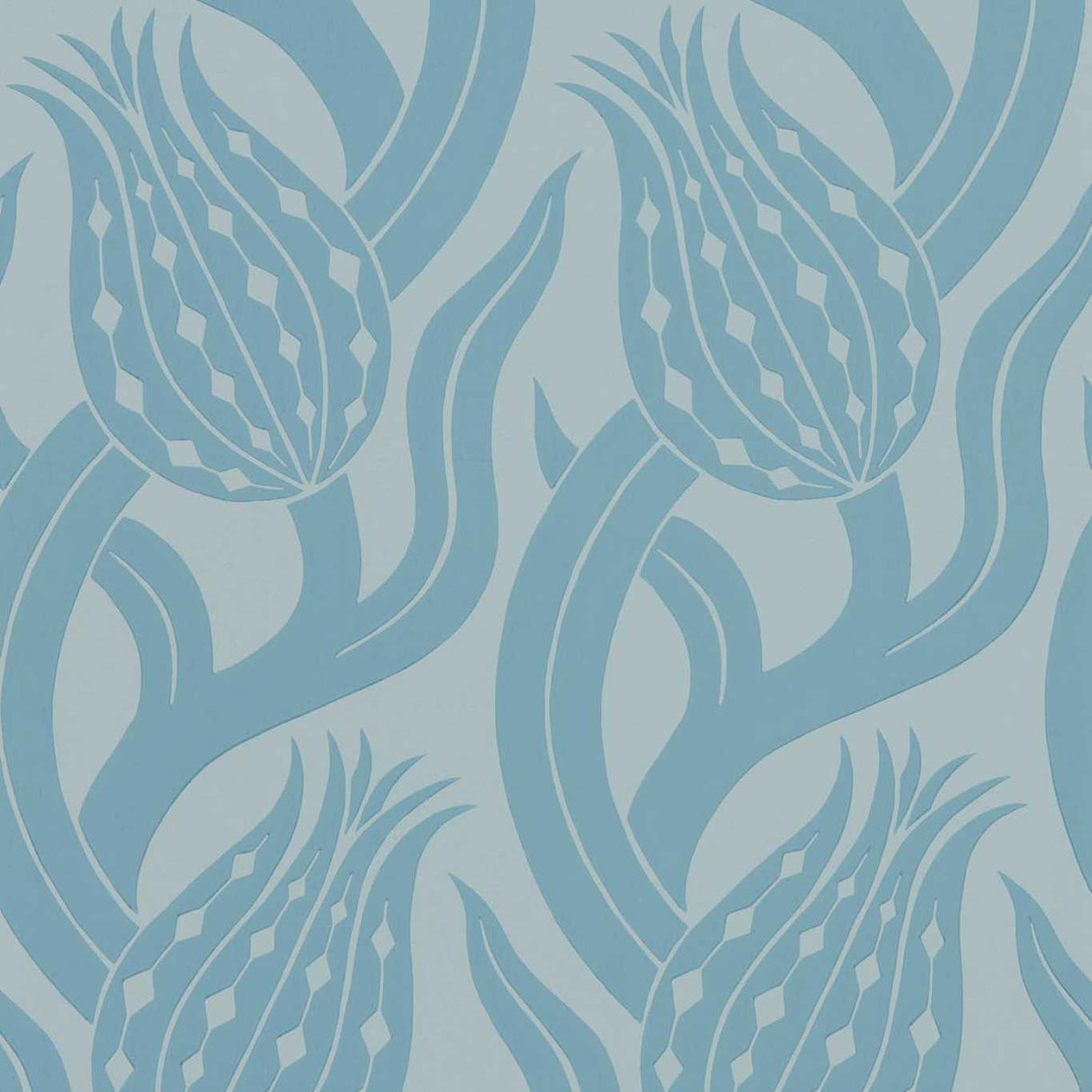 Zoffany Persian Tulip Blue Stone Wallpaper
