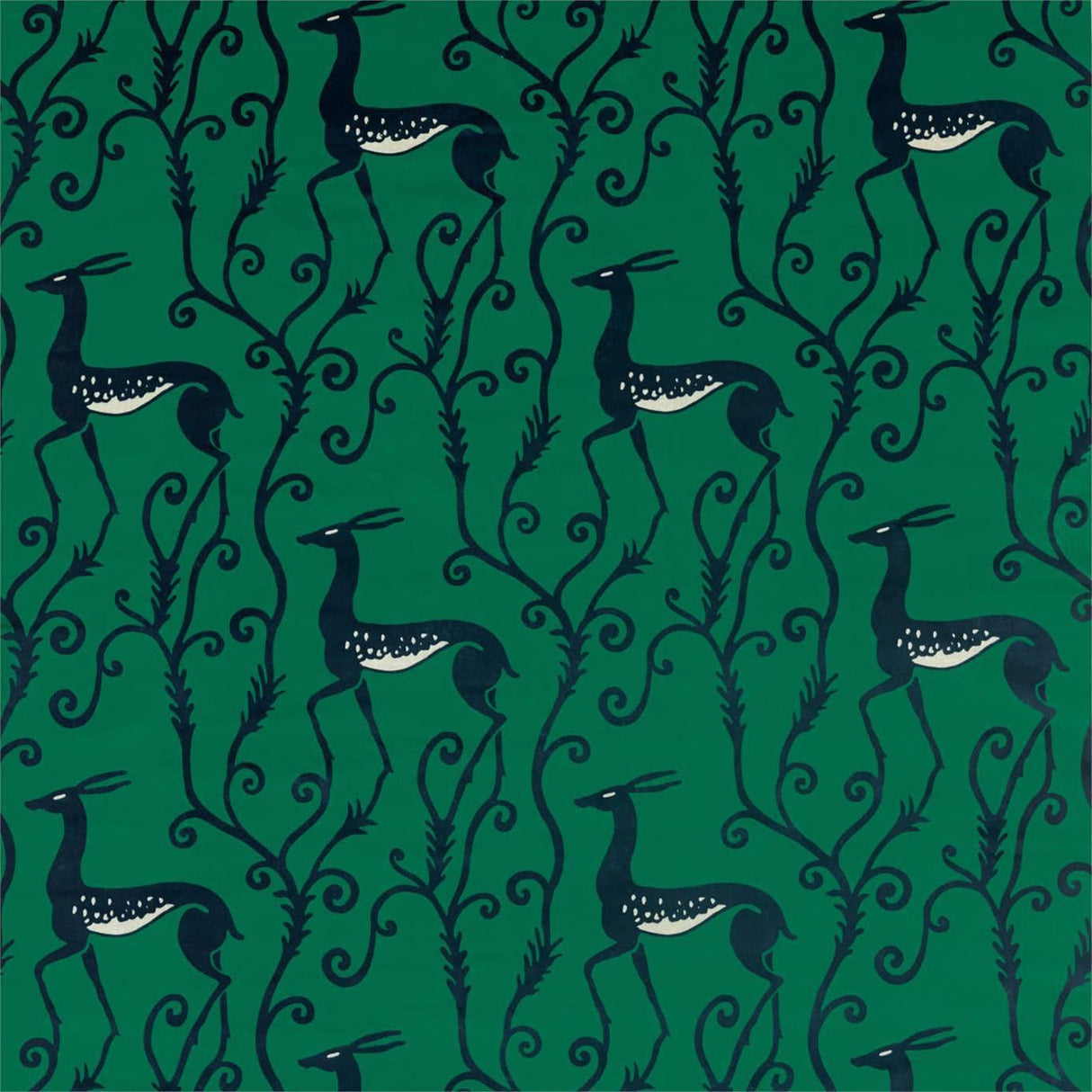 Zoffany Deco Deer Velvet Malachite Fabric