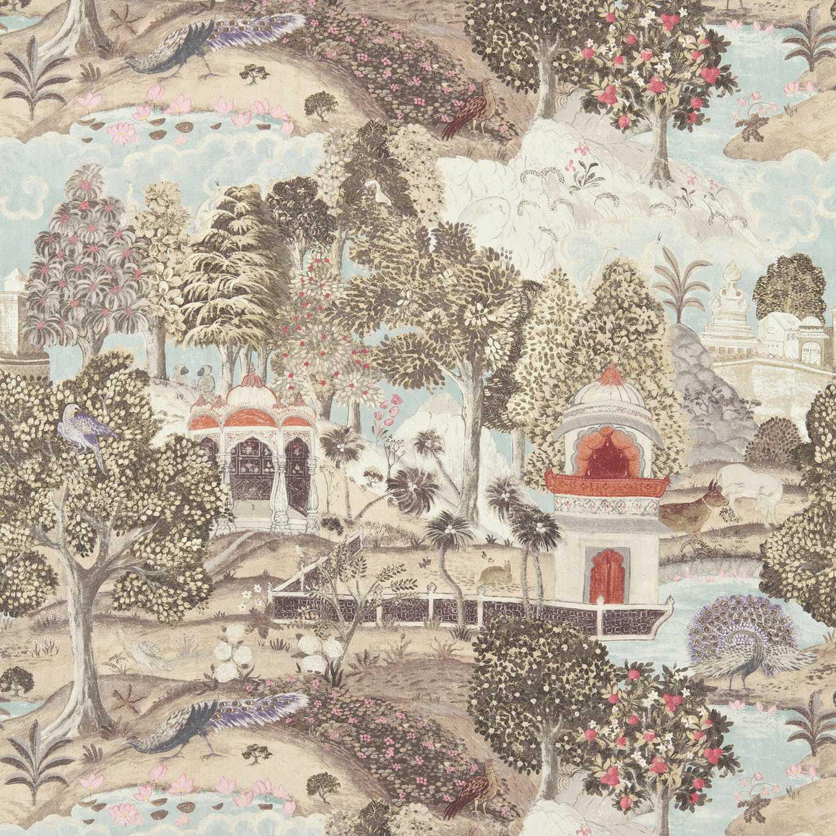 Zoffany Peacock Garden Linen/Silver Fabric