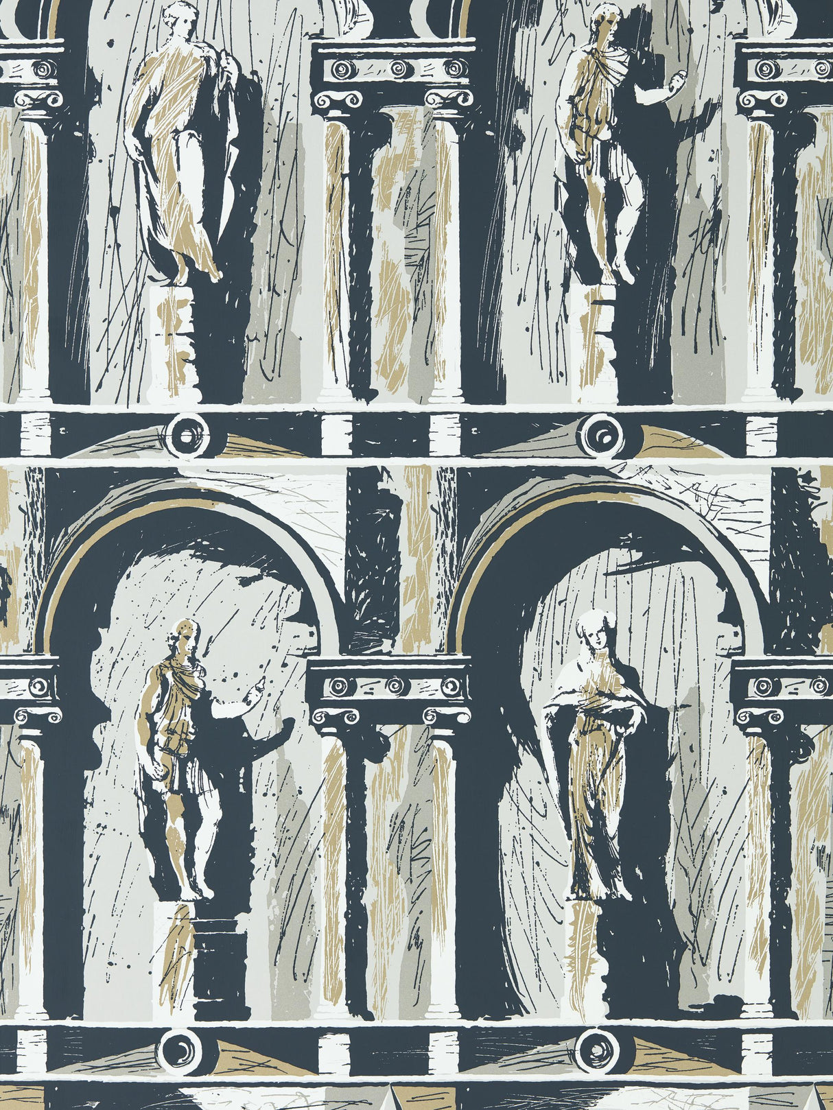 Zoffany Montacute Platinum Grey/Ink Wallpaper