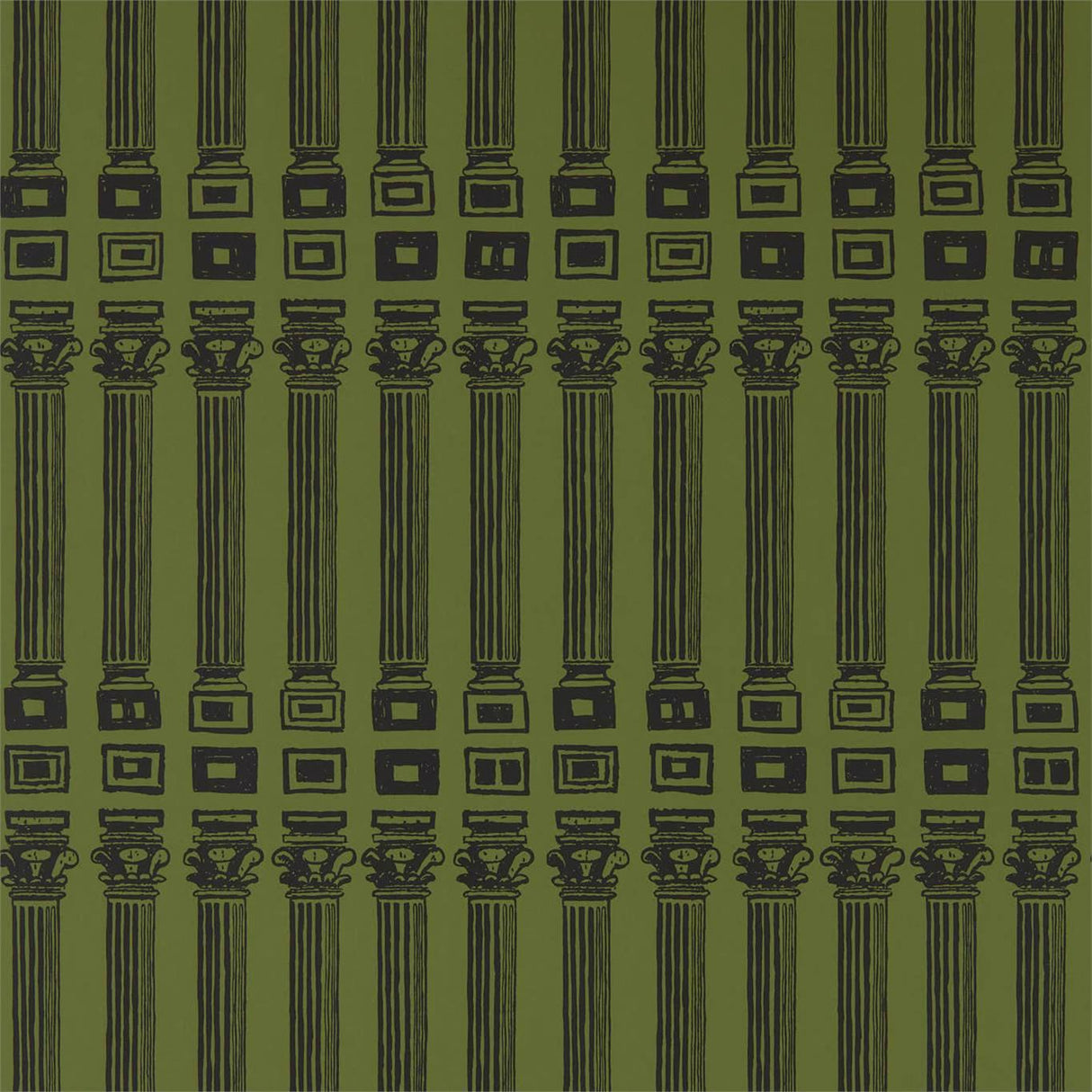 Zoffany Columns Olive/Bone Black Wallpaper