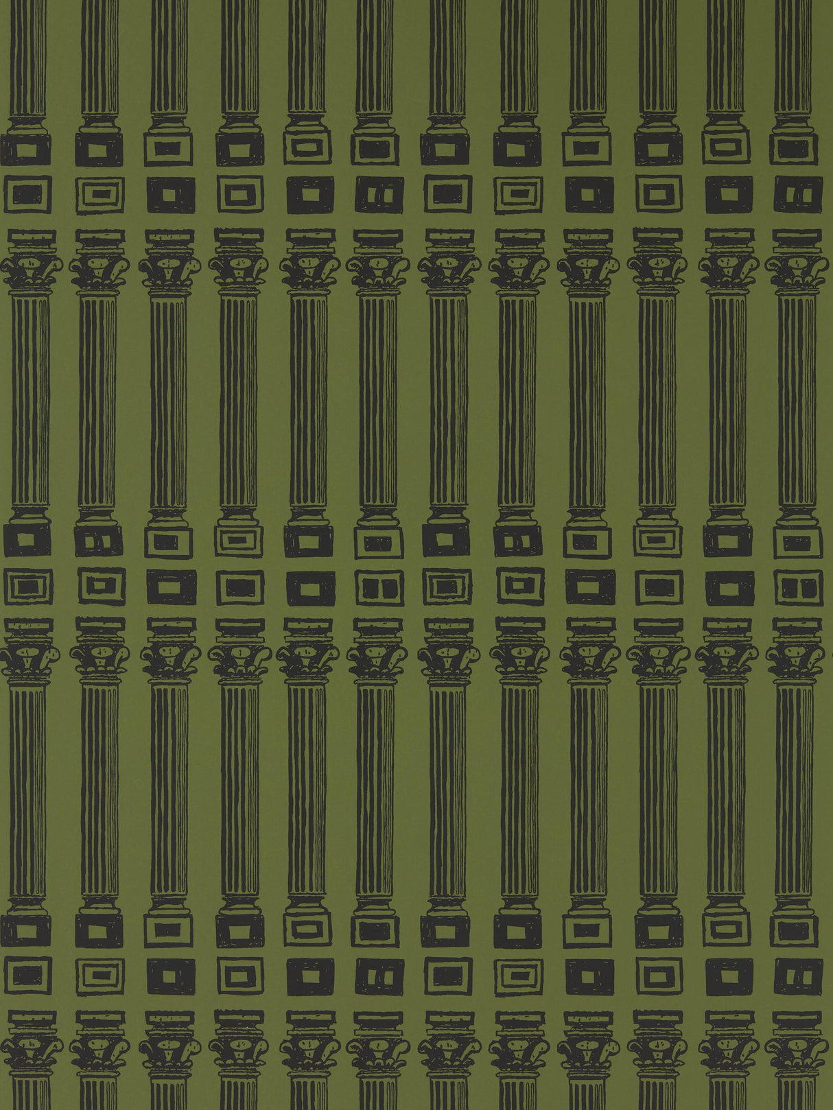Zoffany Columns Olive/Bone Black Wallpaper