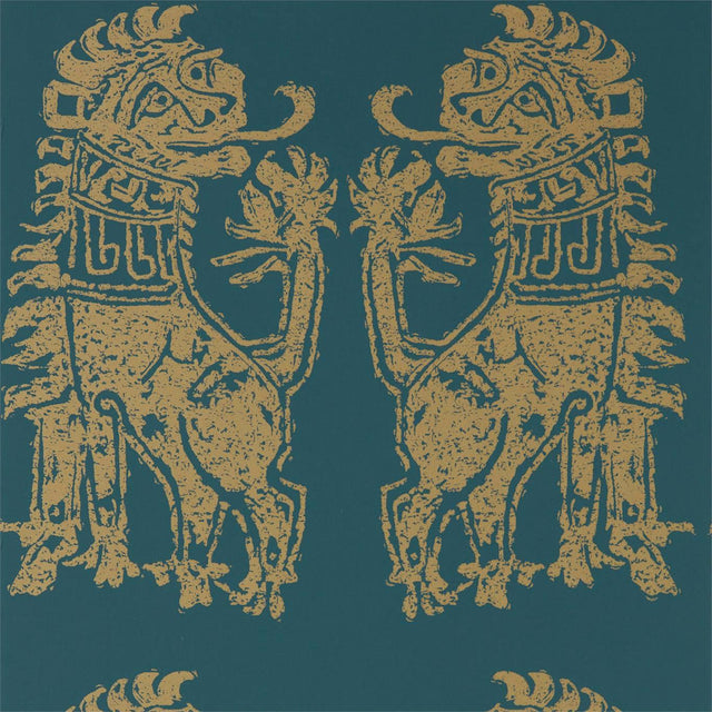 Zoffany Sicilian Lion Serpentine/Gold Wallpaper