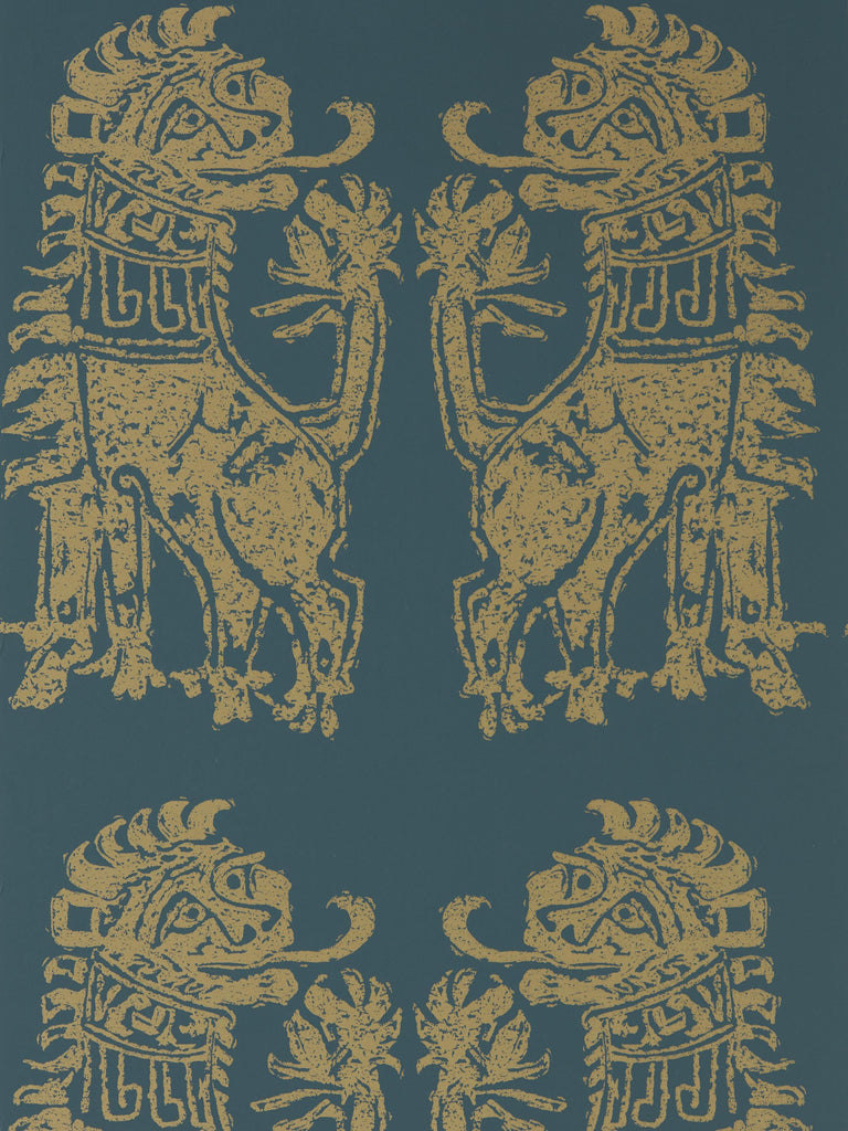Zoffany Sicilian Lion Serpentine/Gold Wallpaper