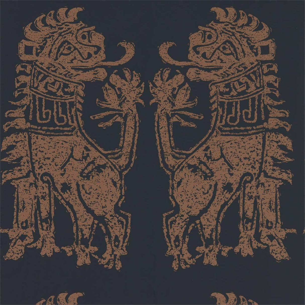 Zoffany Sicilian Lion Bone Black/Coppper Wallpaper