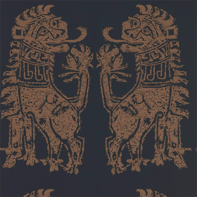 Zoffany Sicilian Lion Bone Black/Coppper Wallpaper