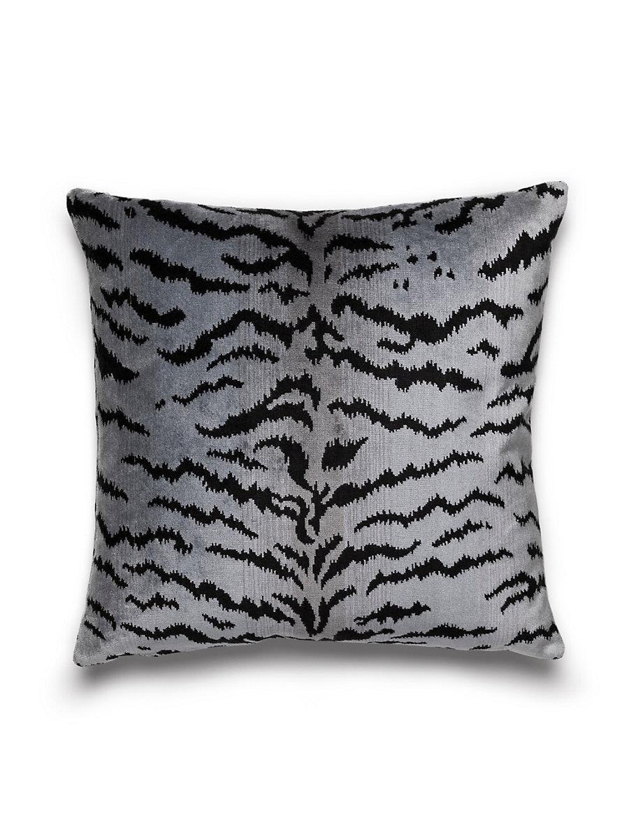 Scalamandre Tigre 22 X 22 - Silver & Black Decorative Pillow