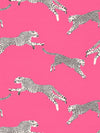 Scalamandre Leaping Cheetah Cotton Print Bubblegum Fabric