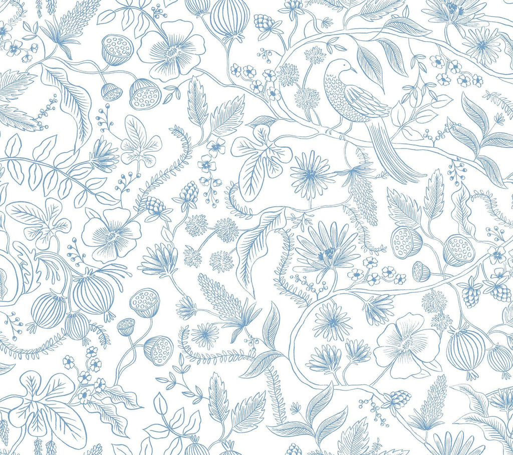 Rifle Paper Co. Aviary Peel and Stick Blue/Cream Wallpaper