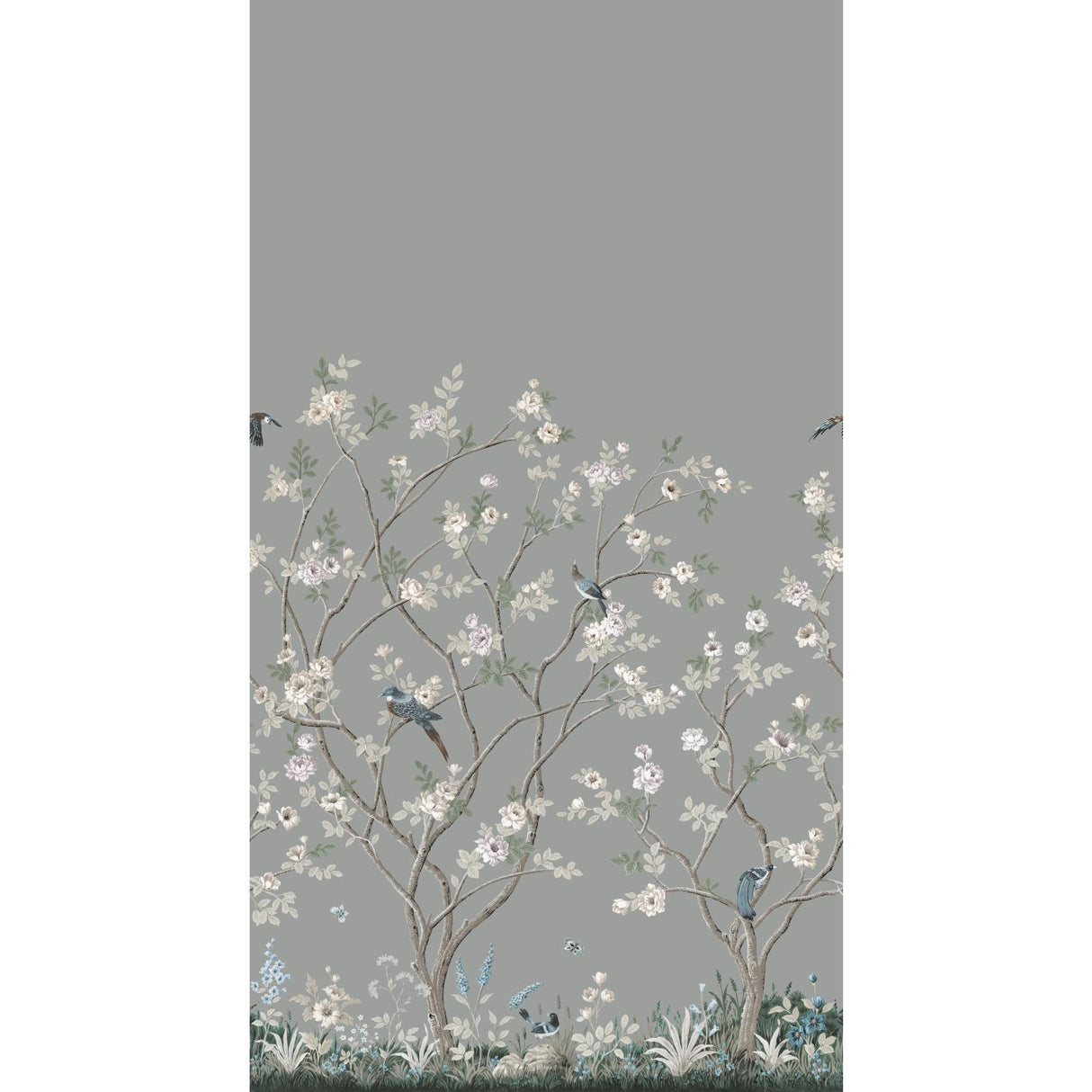 York Lingering Garden Mural Gray Wallpaper