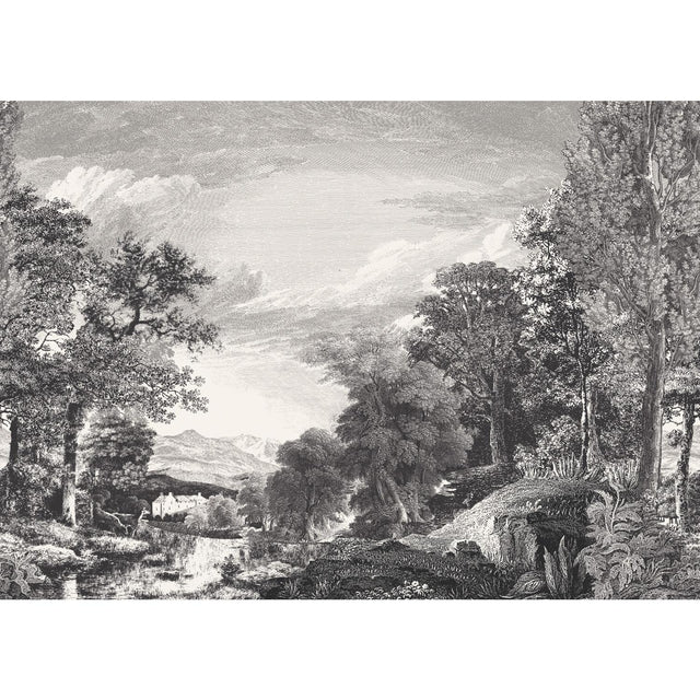 York Provincial Scenic Mural Black Wallpaper