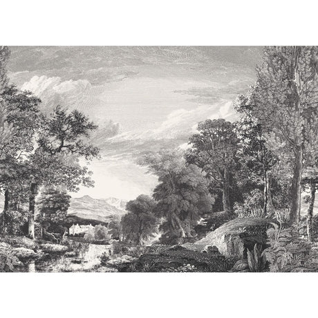 York Provincial Scenic Mural Black Wallpaper