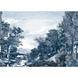 York Provincial Scenic Mural Navy Wallpaper